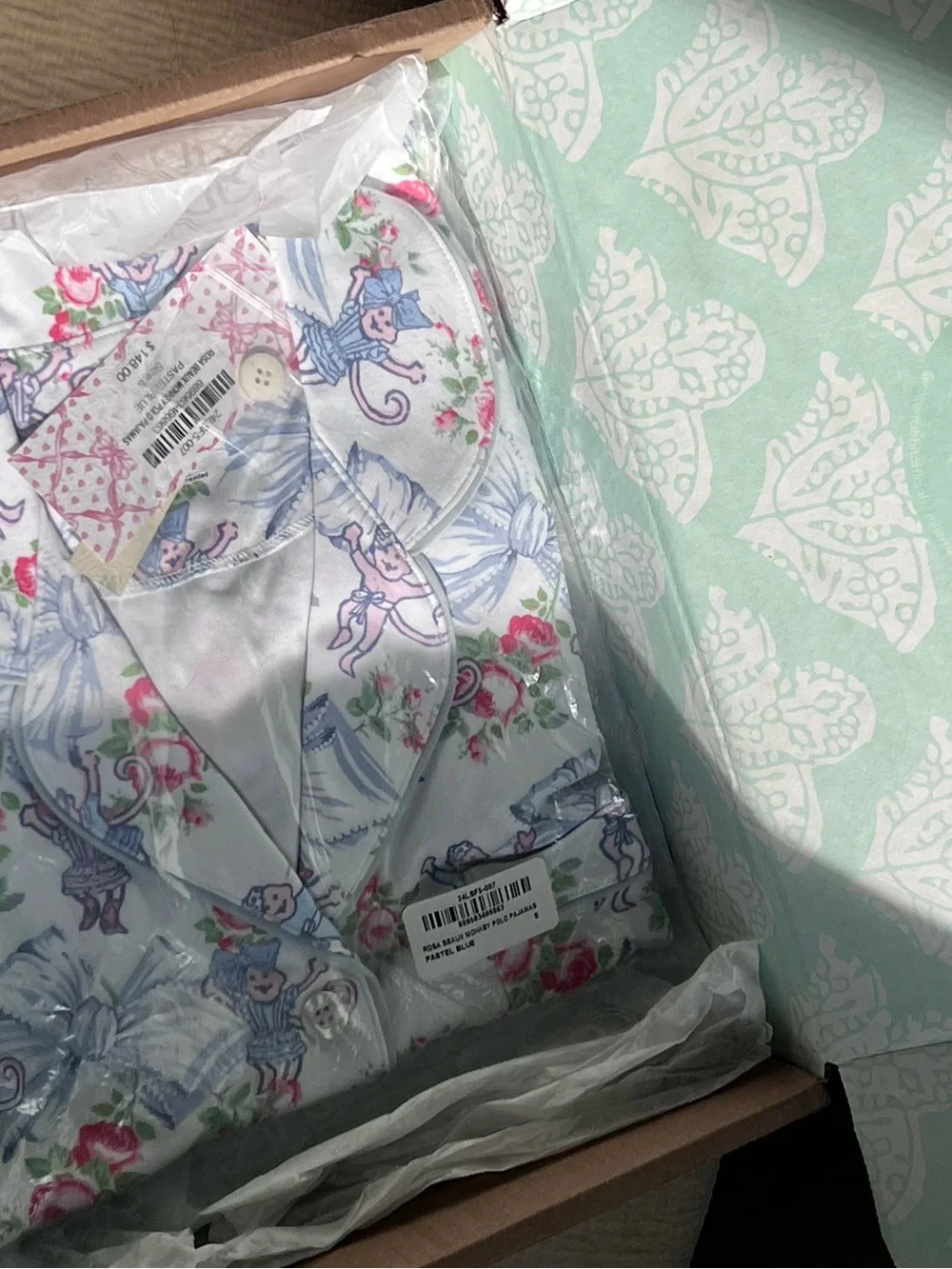LoveShackFancy x Roller Rabbit Rosa Beaux Monkey Polo Pajama Set Size Small